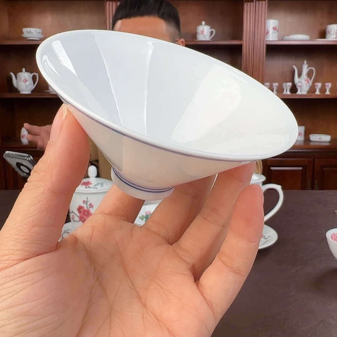 瓷青花双圈斗笠杯杯