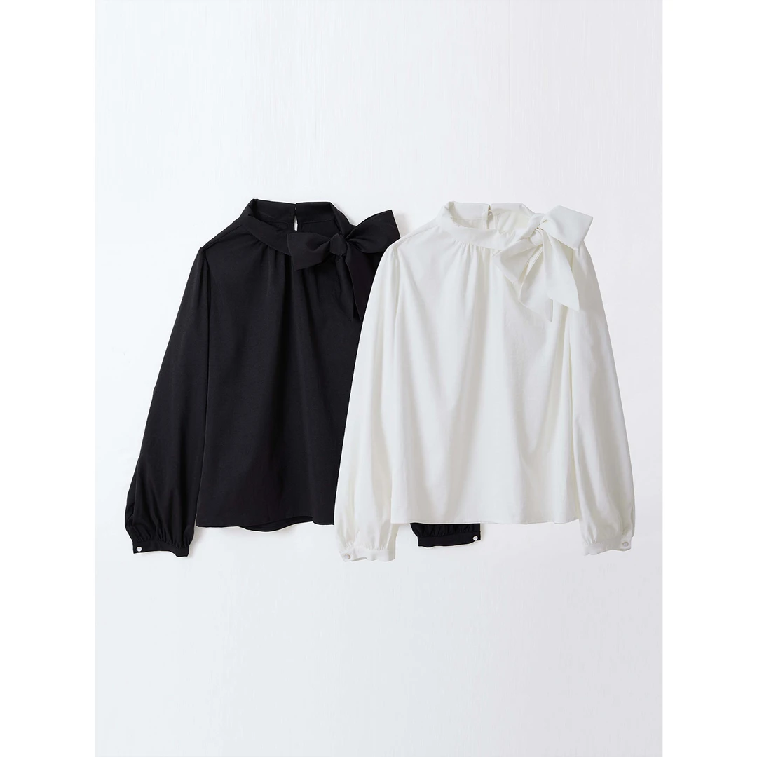 intree张桶桶【月下山茶花】系带白衬衫A字廓形长袖设计感 ZXL01640