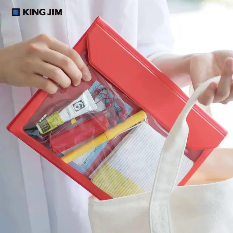 日本King Jim锦宫A4文件袋手帐文具FLATTY收纳袋卡片包信封袋笔袋