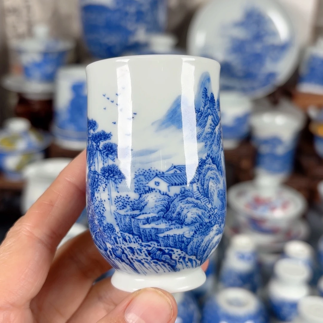 青花瓷器手绘作品陶瓷杯
