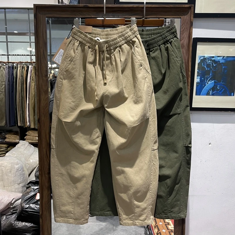 休闲裤男士春秋新款日系基础百搭纯棉裤子时尚街头潮流宽松阔腿裤