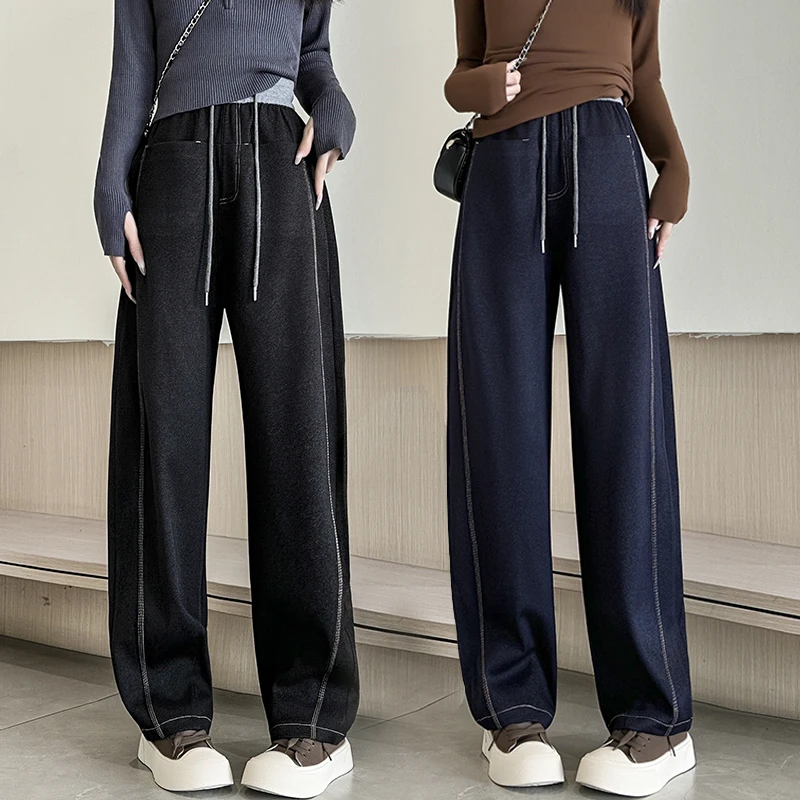 秋季新款弯刀裤女款爆款2025新款小个子裤子高腰显瘦加绒阔腿裤女