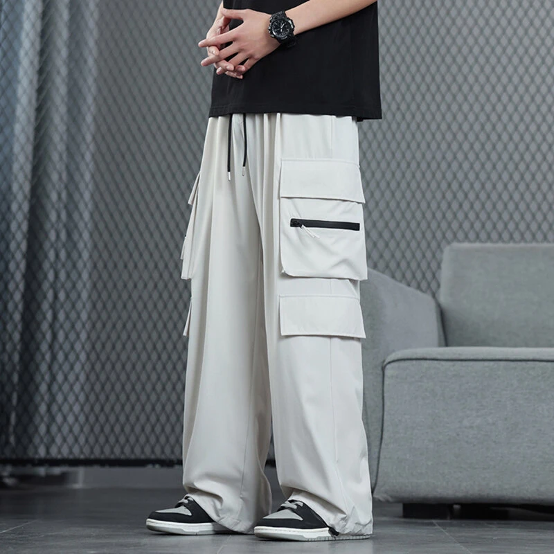 2025夏季新款初高中青少年冰丝裤男时尚潮流男休闲裤宽松百搭直筒