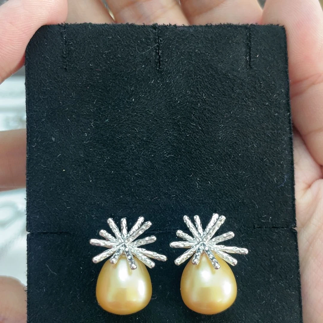 海水珍珠耳饰银S925镶嵌