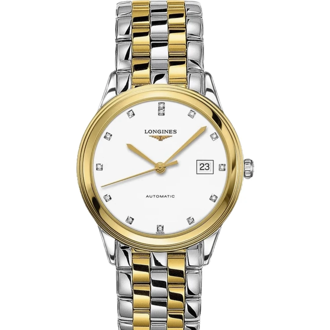 99新 Longines/浪琴 军旗系列/874/白盘黄金钻/表盘38.5/男士