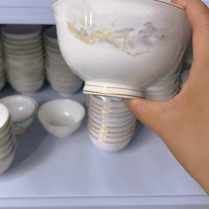 瓷片海岸高脚五寸碗十个