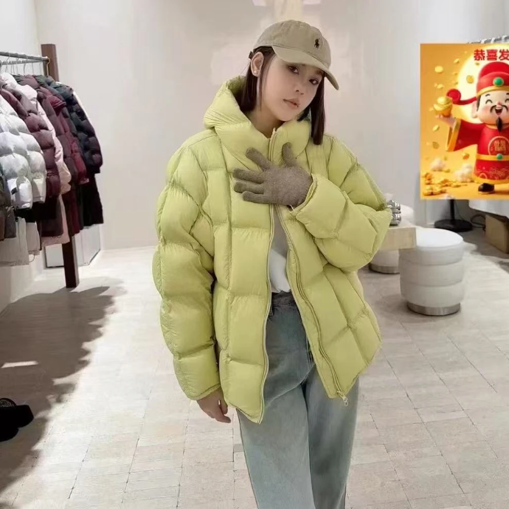 韩版带帽泡芙短款女绒面包服