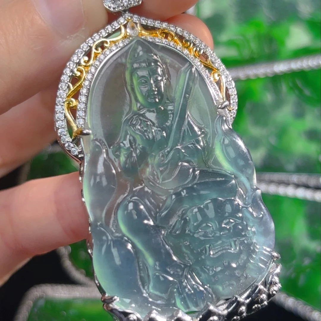 翡翠颈饰未镶嵌文殊菩萨