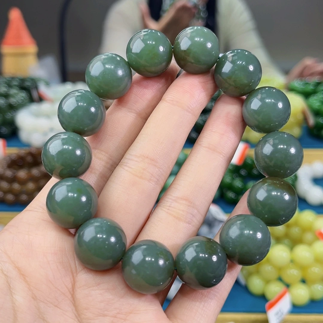 蓝***花和田玉未镶嵌手链纯天然和田玉新疆且末蓝手串16