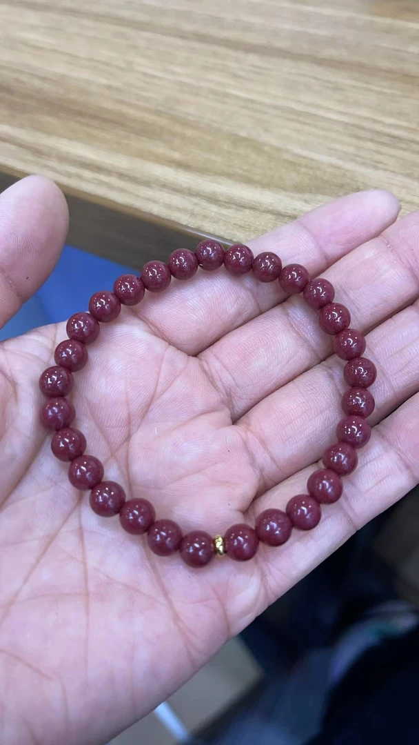 含辰砂工艺品GHL压制朱砂6mm合金配饰款单圈手串