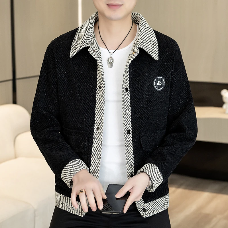 百搭薄款帅气潮流男士夹克短款秋冬夹克翻领男帅气秋季春秋季