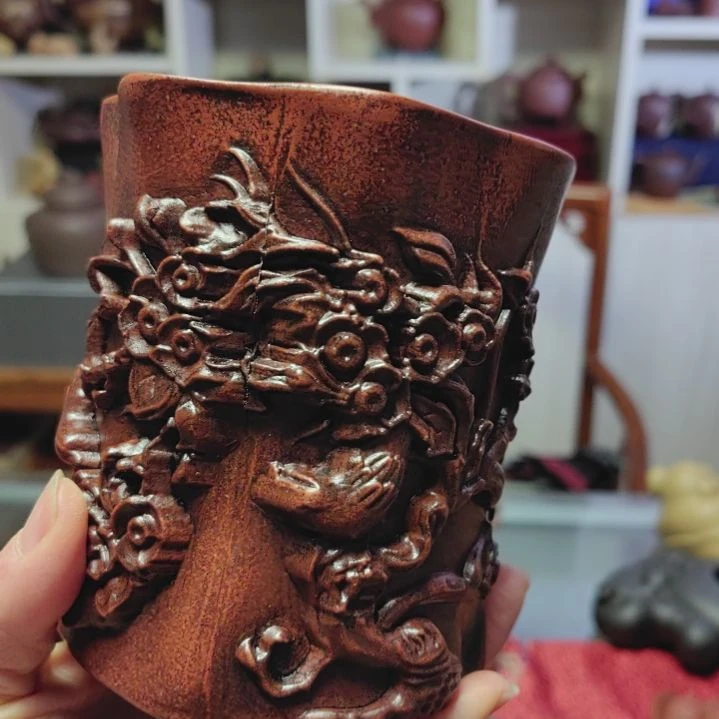 紫砂茶壶杜*山笔筒手工制作