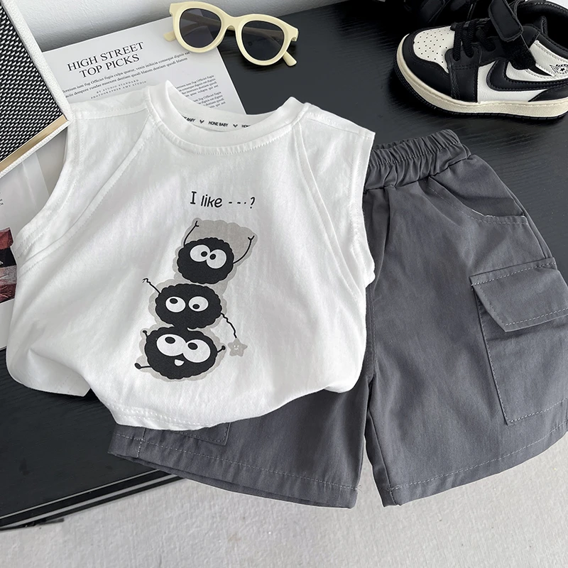 男童夏装套装夏款2025新款儿童衣服潮帅气夏季背心衣服网红童装潮