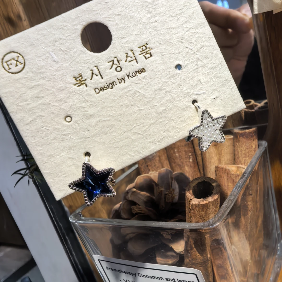 B462蓝色星星耳扣款耳饰