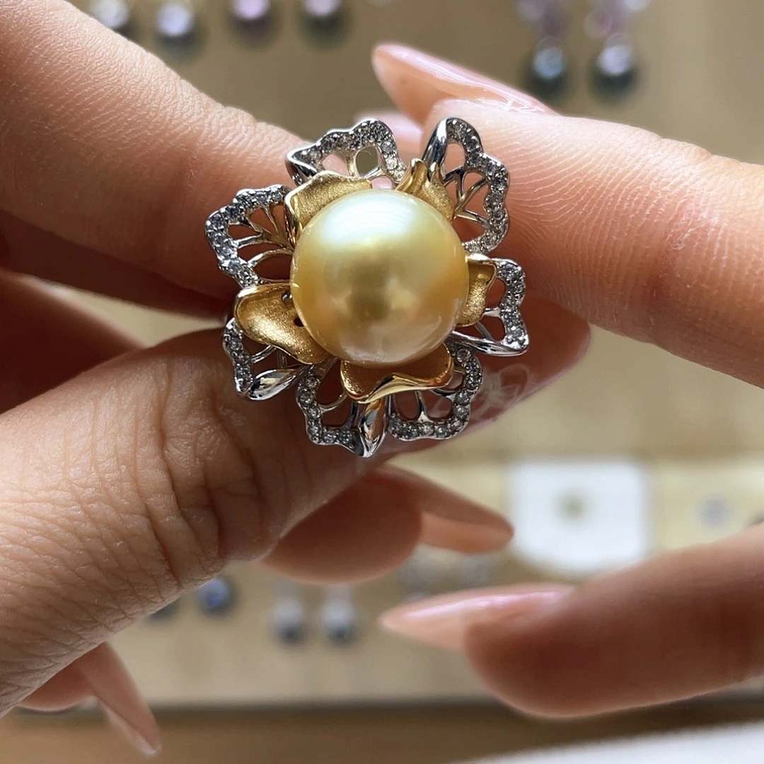 海水珍珠戒指银S925镶嵌