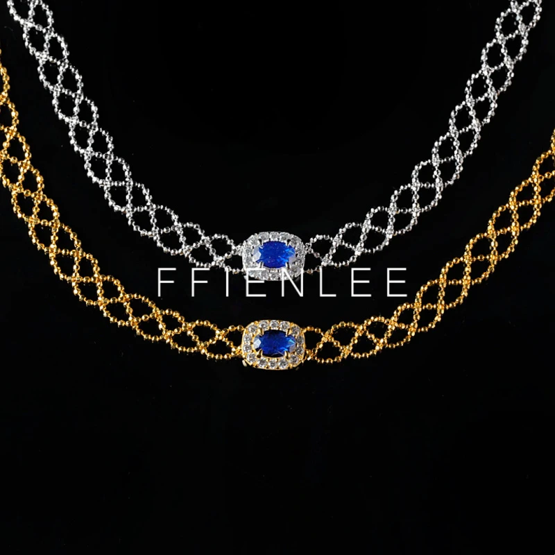 链子925银合成锆石 <海蓝宝之谜>高级感毛衣链女款气质百搭项链