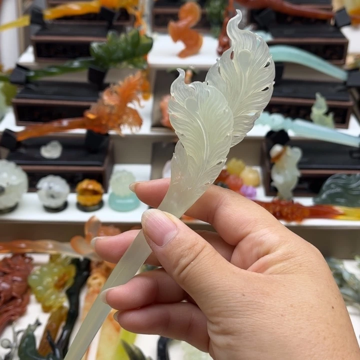 蛇纹石玉未镶嵌岫玉发簪