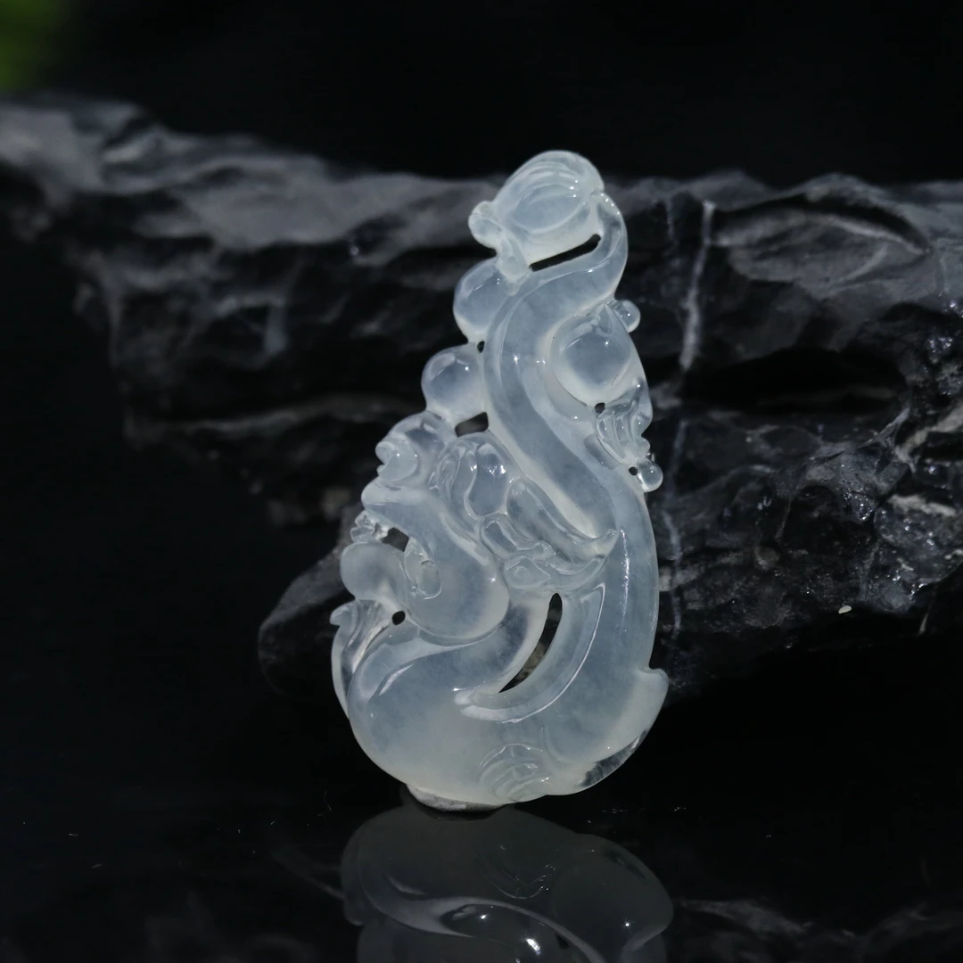 FC59天然缅甸翡翠A货冰仿古龙/900078/保利厦门拍卖