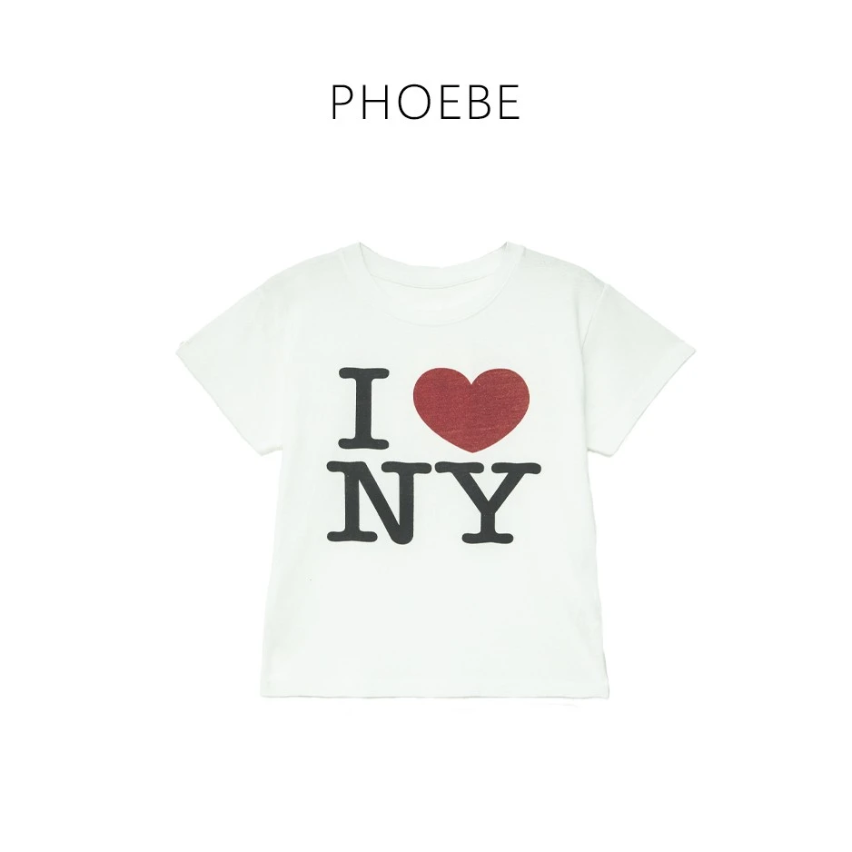 韩【NY T】PHOEBE叶姐 新款宽松时尚印花T恤HF5021207C