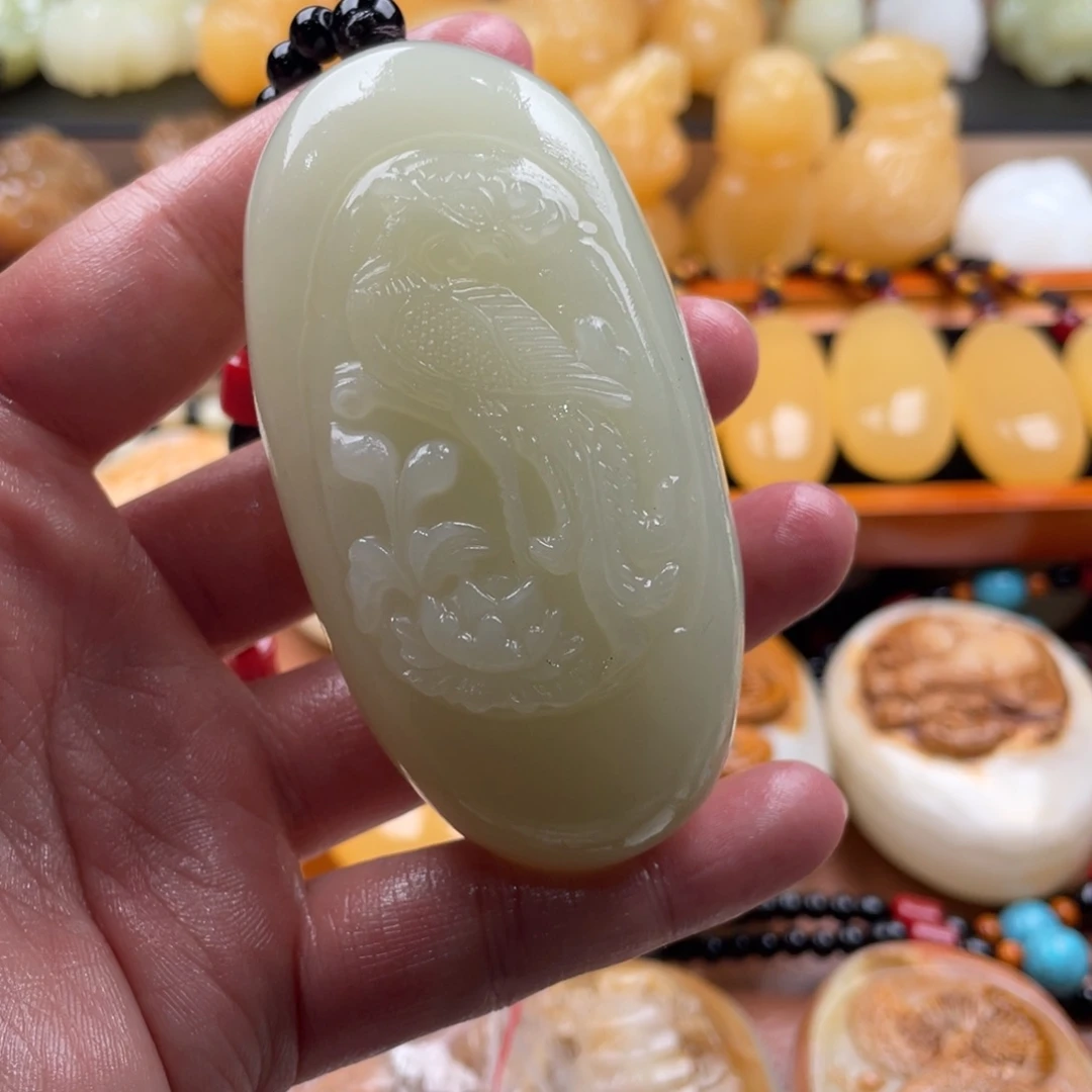 李***材石材天然古青石手把件