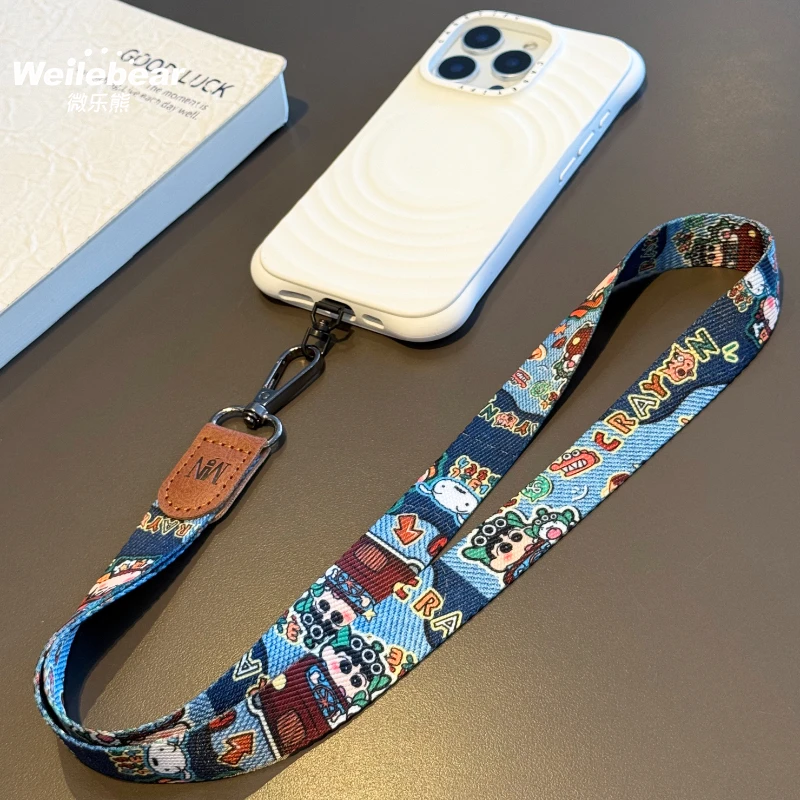 高端加宽皮头手机挂绳挂脖帆布印花卡通手腕相机创意防丢电话挂带