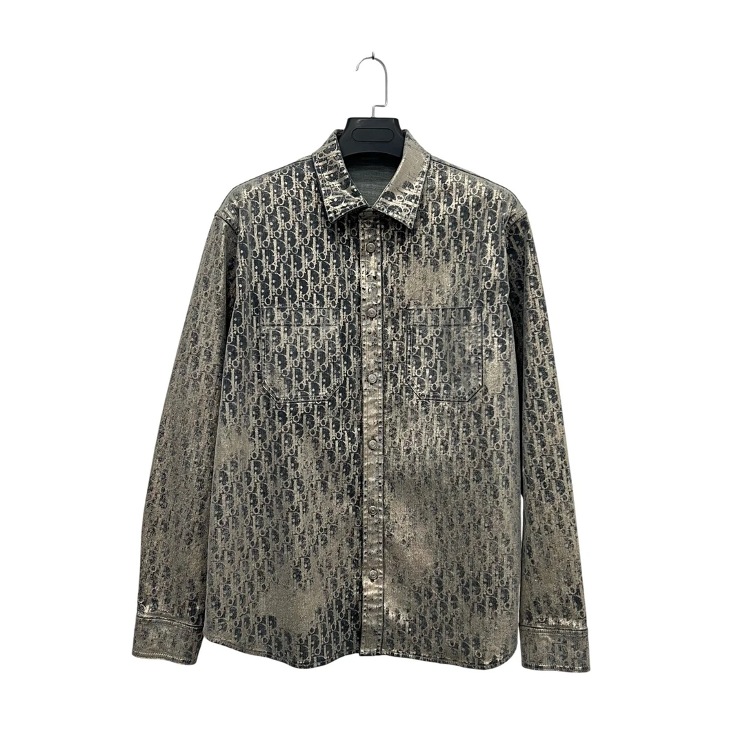 99新 DIOR/迪奥 闪粉满印老花做旧长袖衬衫 41码/98新/公价17000