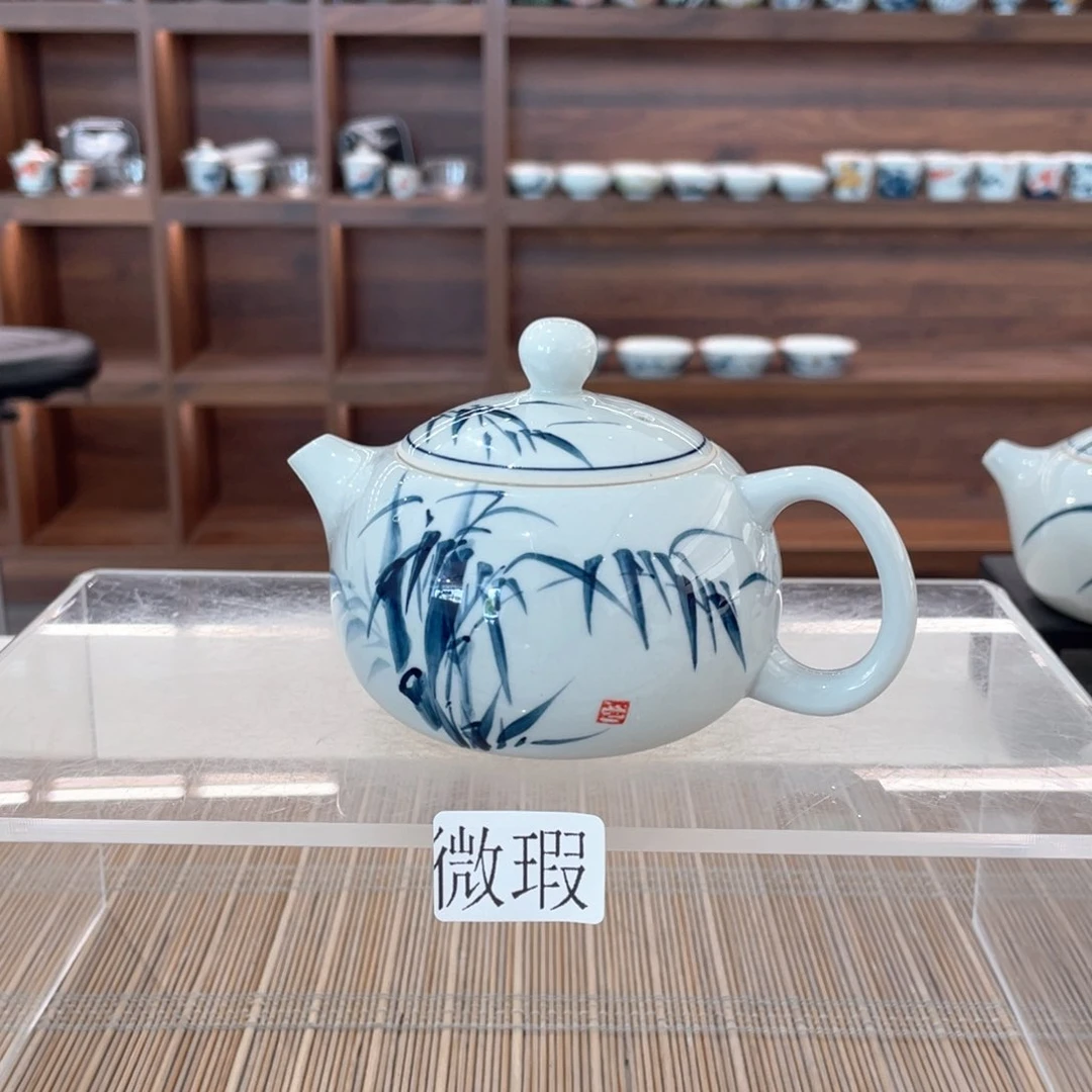 釉下手绘茶具微瑕