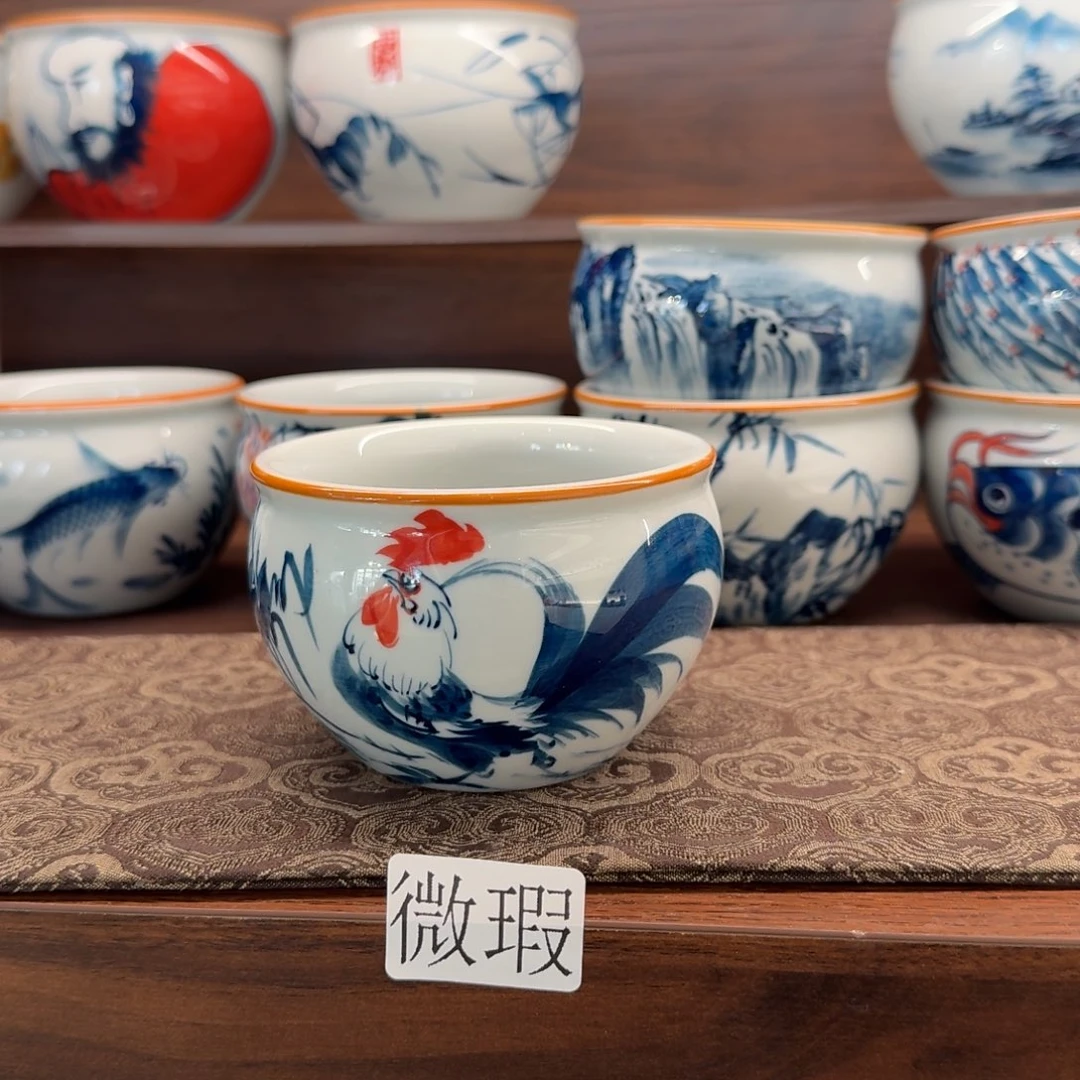 釉下手绘茶具微瑕