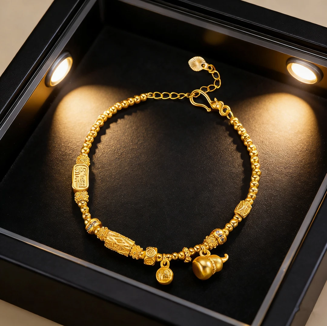 铜合金合成锆石手链 新中式国风精致百搭葫芦手链约16+3cm E1-088