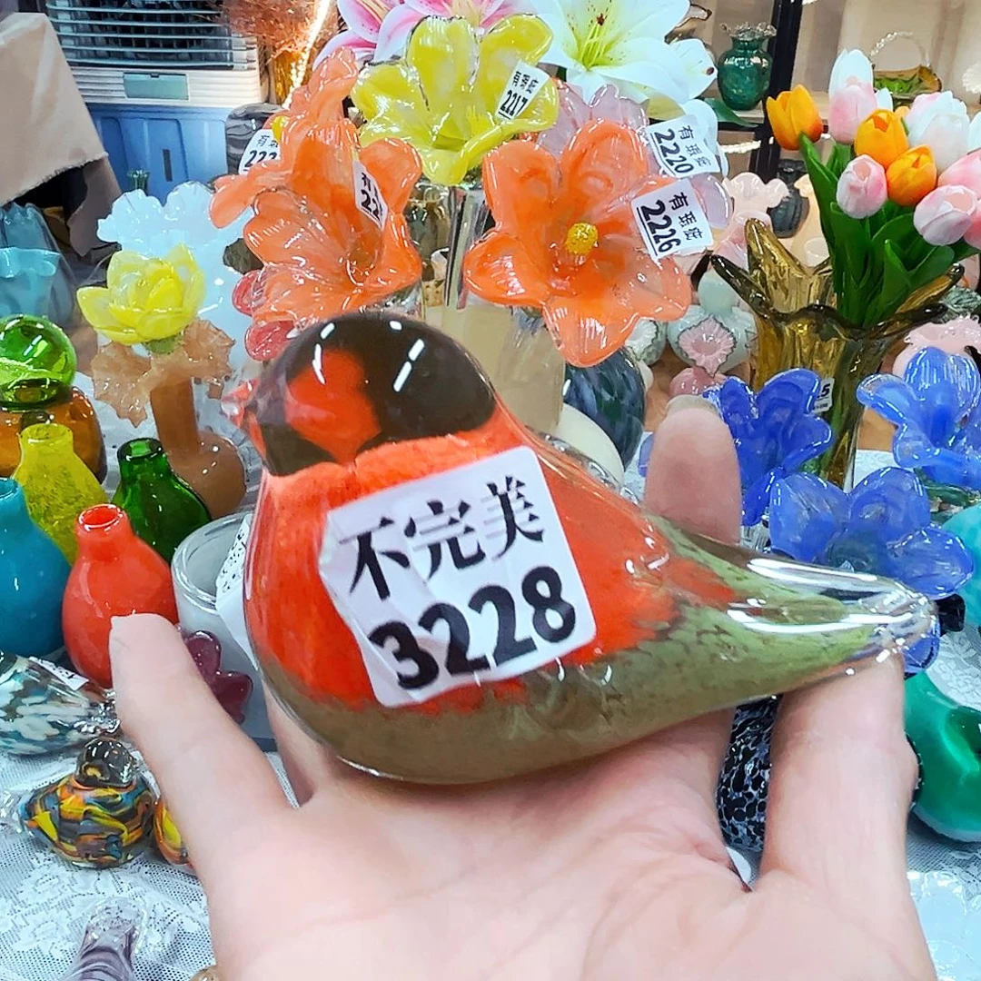 冰***梦琉璃3228鸟家悦花器摆件不完美