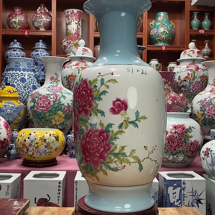 如***水景德镇陶瓷手工手绘花瓶摆件