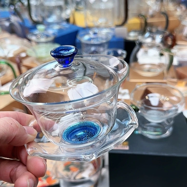 禾器宝蓝金盖碗，，，，