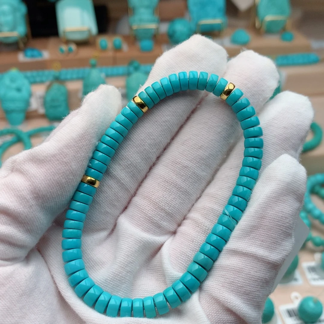 绿松石18K金镶嵌珠宝奇石5.5mm