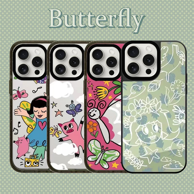 CASHLIN周雨彤同款巴特福来蝴蝶16Pro适用iPhone15ProMax苹果14P