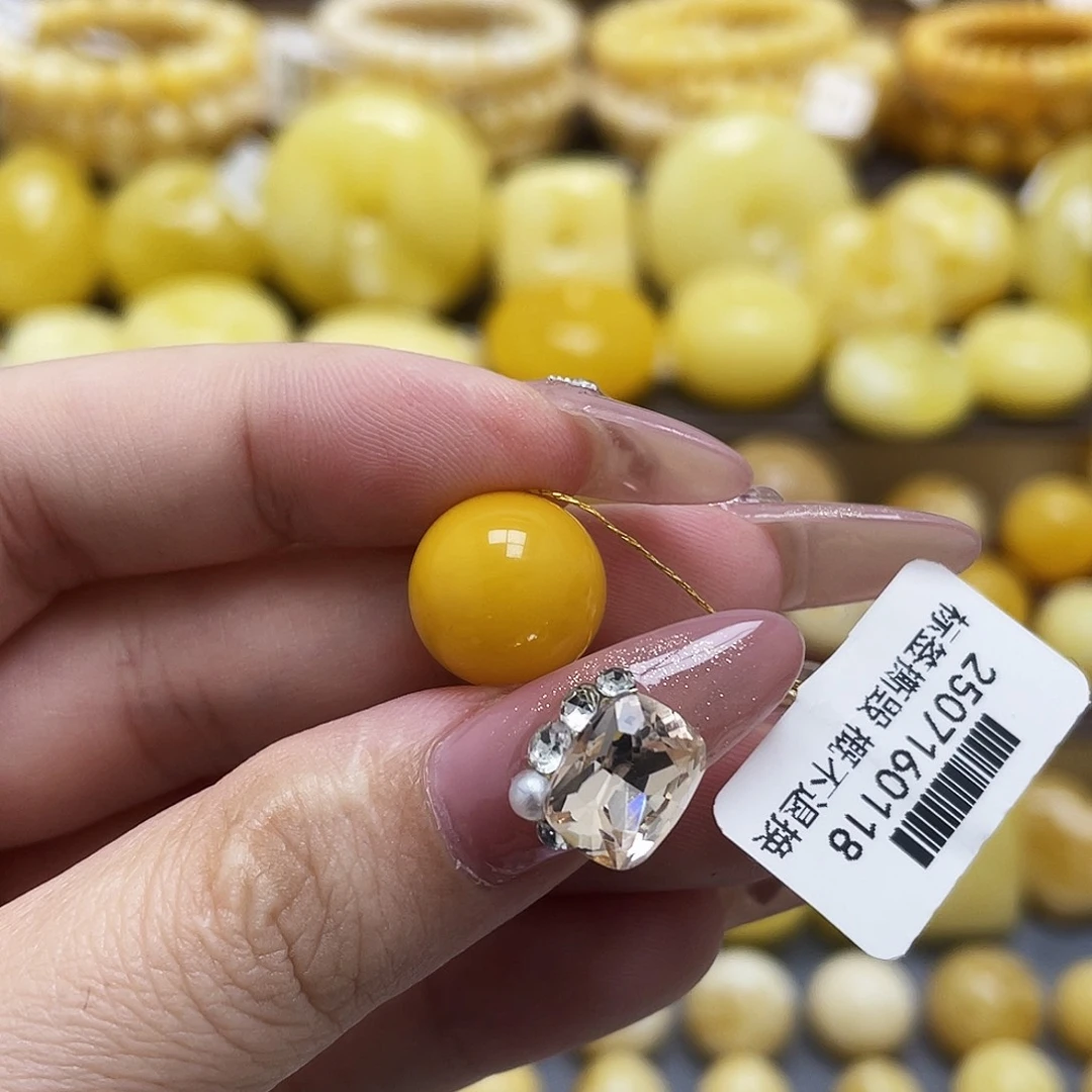 琥珀未镶嵌裸石12.9mm氧化款圆珠
