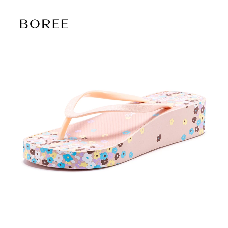 夏季印花人字拖女防滑舒适厚底沙滩拖鞋时尚外穿百搭凉拖