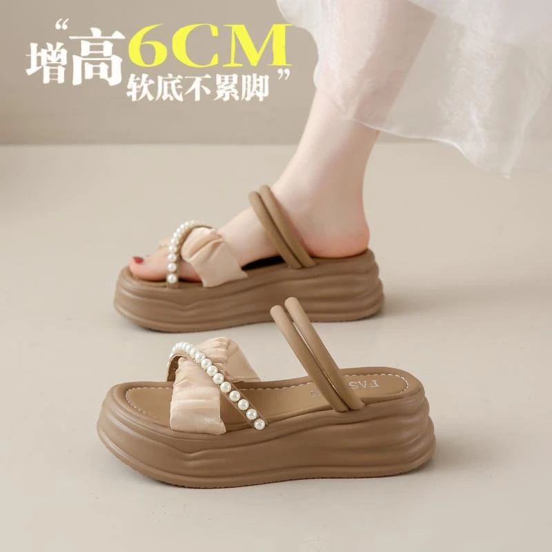 厚底增高两穿凉鞋女2025新款夏季仙女风配裙子防滑小个子凉拖34码