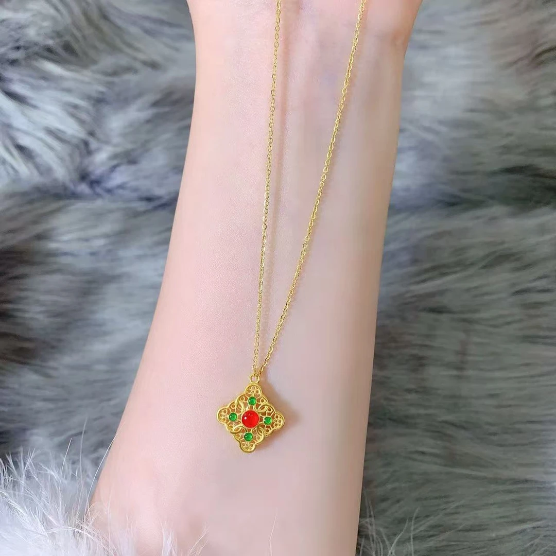 【伟新源】足金999 5G工艺 如意四叶草套链4.9克
