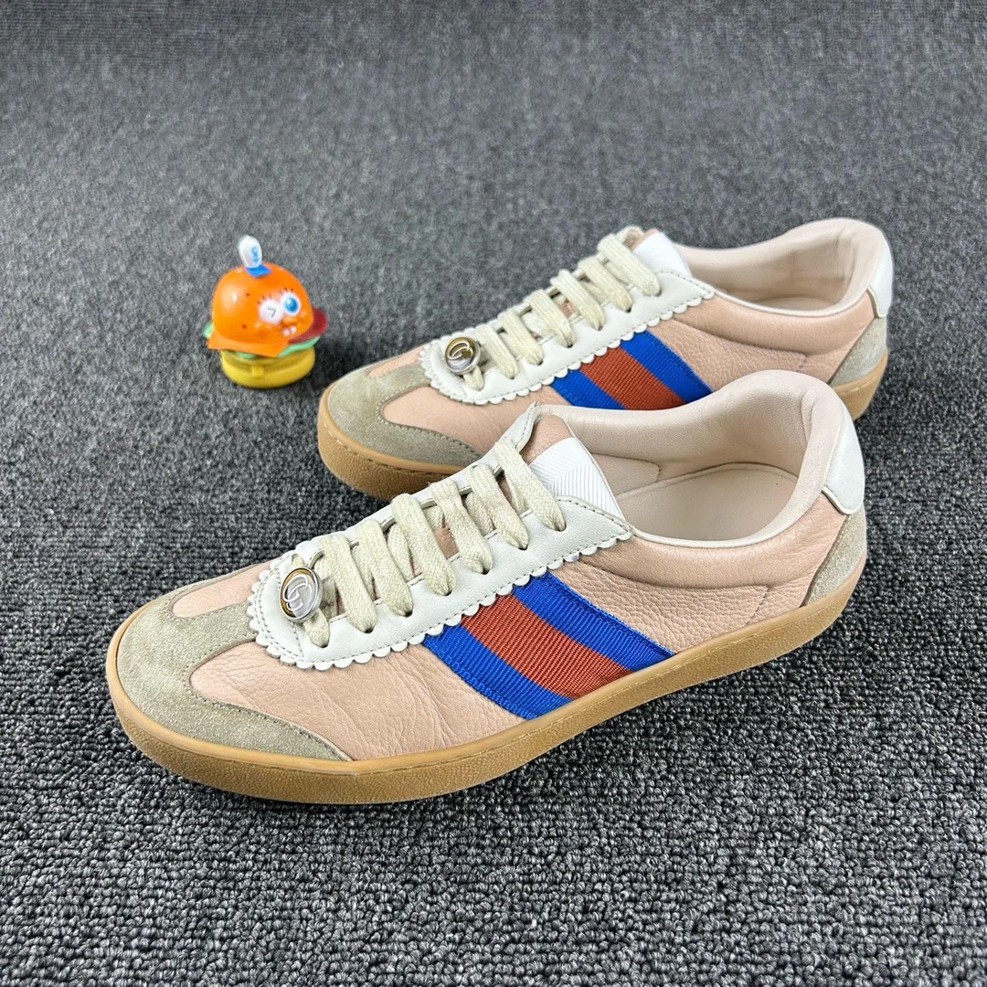 95新 GUCCI/古驰 粉色德训鞋 36.5码 活力与时尚感 HB4016