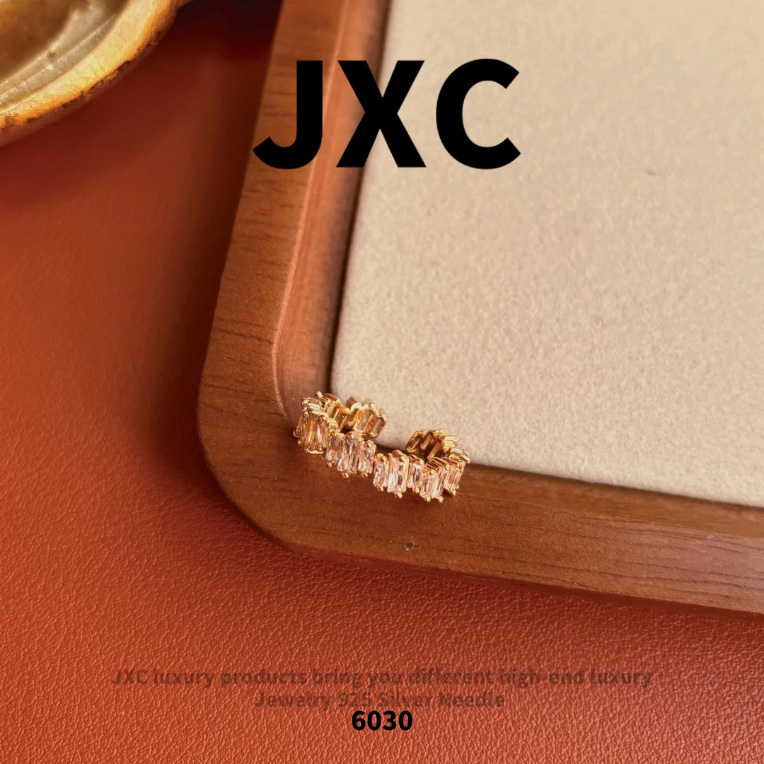 合金戒指 【琉璃月影】JXC设计师款轻奢复古中古白锆宽边戒指6030