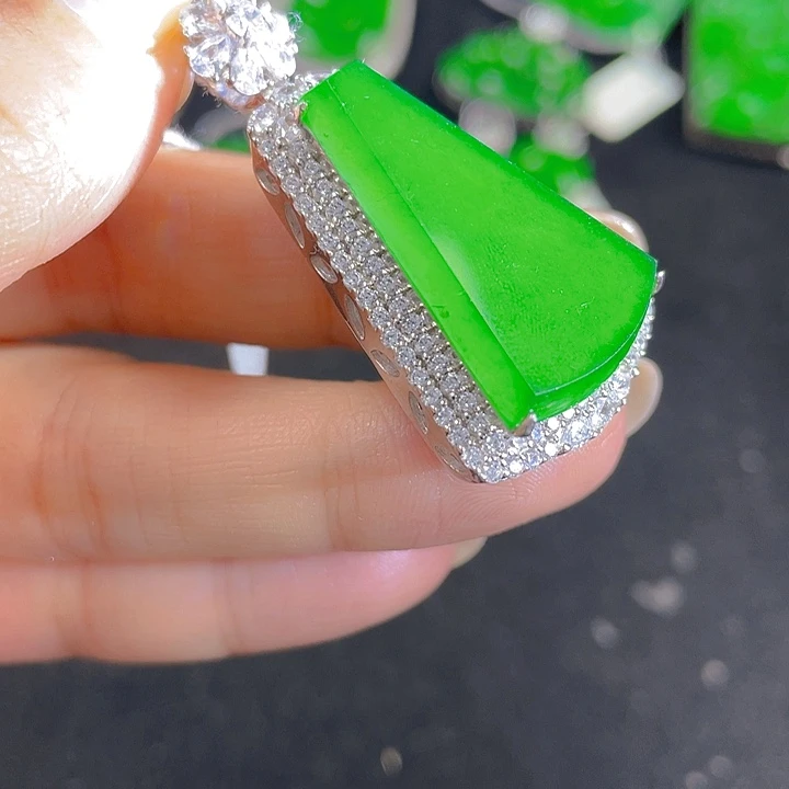 翡翠银S925镶嵌吊坠(不含链)