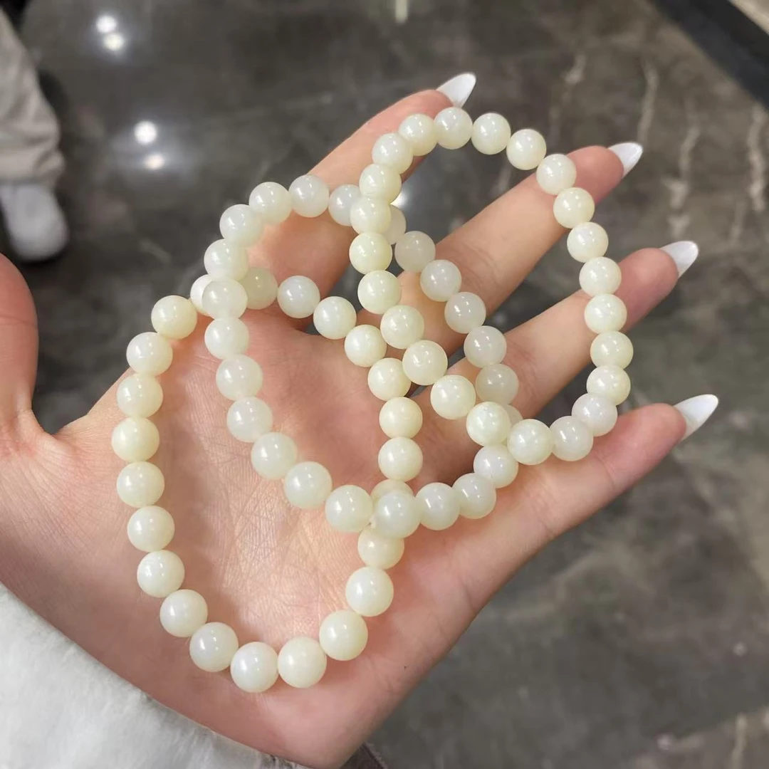 【小宝珠宝】24 T5736-和田玉单圈手串-多样性发一件-7.5mm+