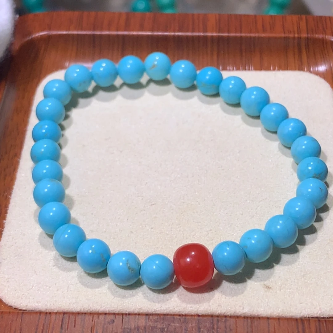 湖北十堰老矿料高瓷蓝手串6+