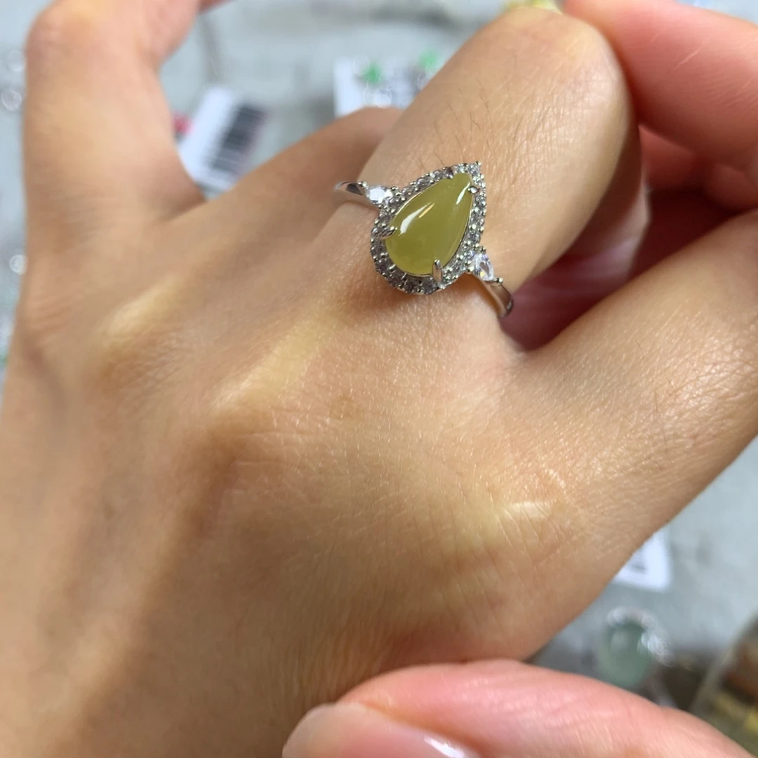 翡翠银S925镶嵌戒指戒指