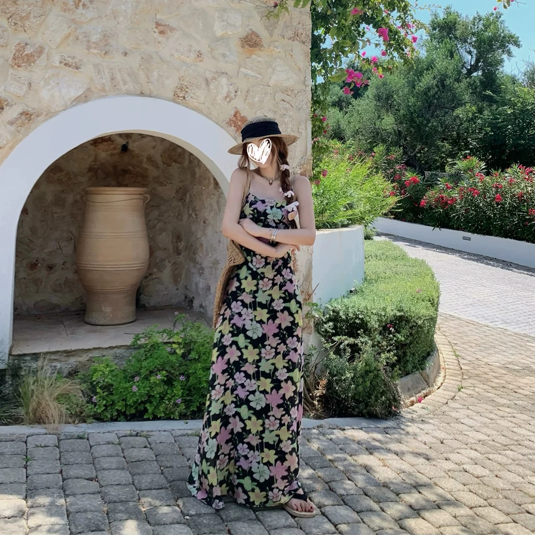 梦境花园/氛围感茶歇碎花吊带裙夏季收腰显瘦连衣裙