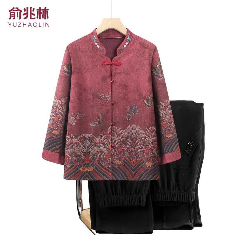 俞兆林奶奶装开衫新中式立领衬衫2025新款中老年人衣服70岁薄款上