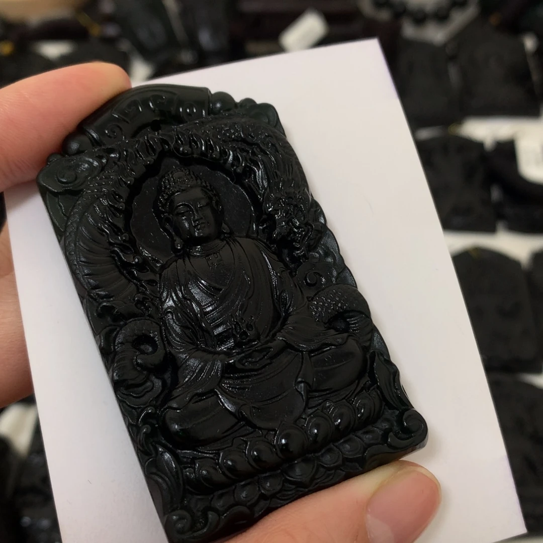 天然缅甸a货钢琴黑挂件