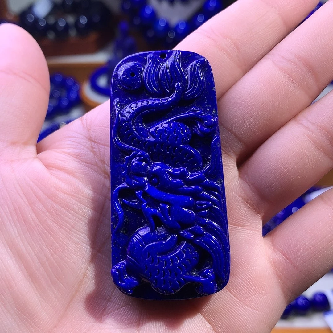 青金石未镶嵌吊坠(不含链)雕刻龙牌