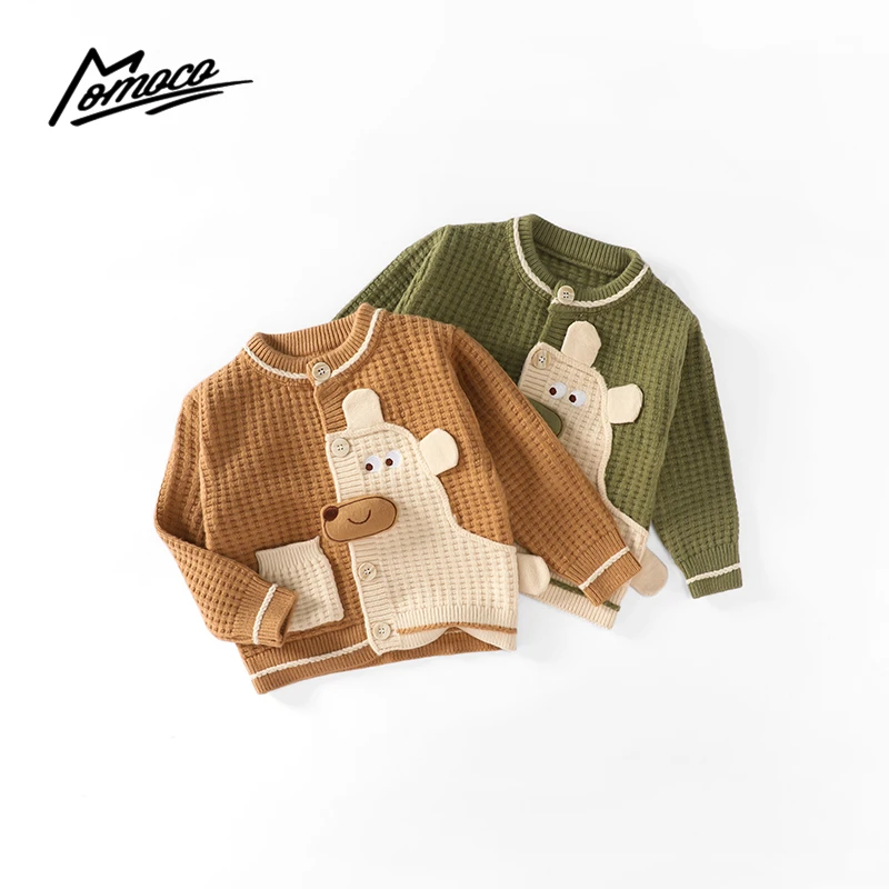 MOMOCO春秋新款儿童可爱小熊时尚毛衣开衫欧若风75330112003