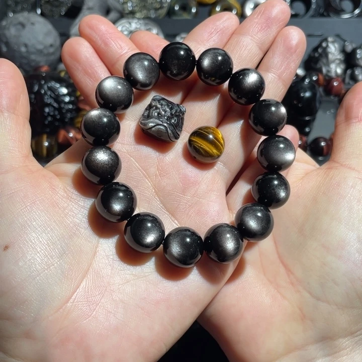 小***喵黑曜岩未镶嵌手串